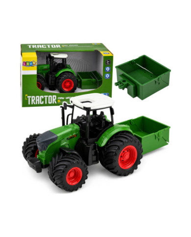 Traktor Rolniczy Farmerski Z Rozsiewaczem Nawozu Gumowe Koła Zielony 1:24