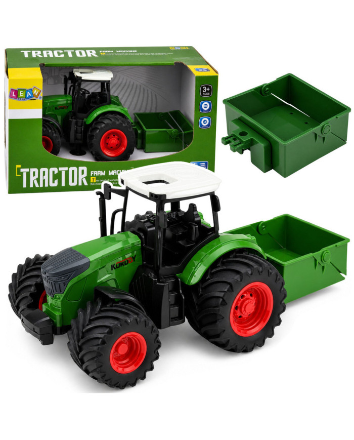 Traktor Rolniczy Farmerski Z Rozsiewaczem Nawozu Gumowe Koła Zielony 1:24