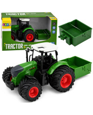 Traktor Rolniczy Farmerski Z Rozsiewaczem Nawozu Gumowe Koła Zielony 1:24
