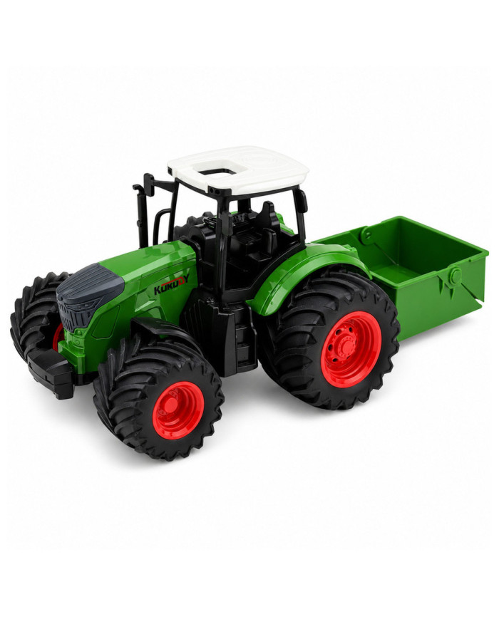 Traktor Rolniczy Farmerski Z Rozsiewaczem Nawozu Gumowe Koła Zielony 1:24