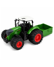 Traktor Rolniczy Farmerski Z Rozsiewaczem Nawozu Gumowe Koła Zielony 1:24