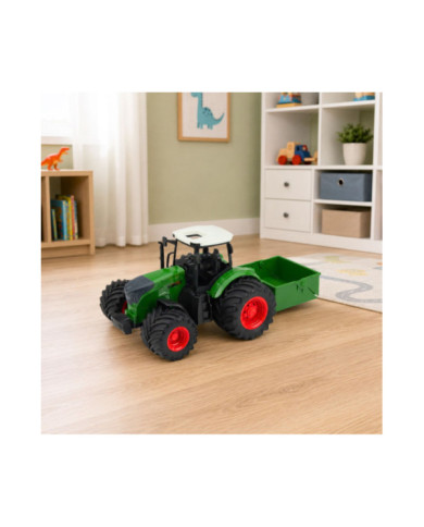 Traktor Rolniczy Farmerski Z Rozsiewaczem Nawozu Gumowe Koła Zielony 1:24
