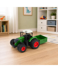 Traktor Rolniczy Farmerski Z Rozsiewaczem Nawozu Gumowe Koła Zielony 1:24