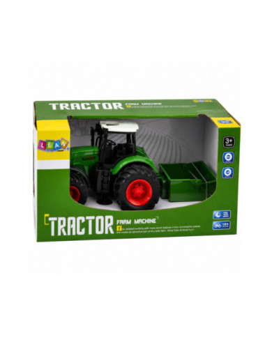Traktor Rolniczy Farmerski Z Rozsiewaczem Nawozu Gumowe Koła Zielony 1:24
