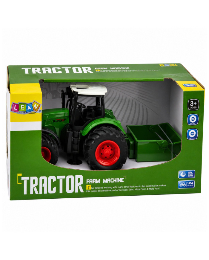 Traktor Rolniczy Farmerski Z Rozsiewaczem Nawozu Gumowe Koła Zielony 1:24