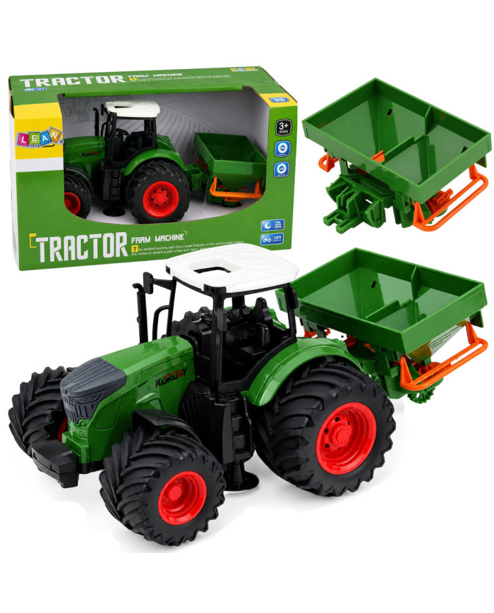 Traktor Rolniczy Farmerski z Siewnikiem Gumowe Koła Maszyna Rolnicza 1:24