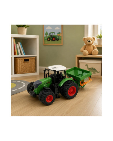 Traktor Rolniczy Farmerski z Siewnikiem Gumowe Koła Maszyna Rolnicza 1:24