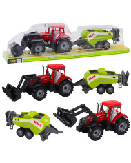Zestaw Traktor Z Ładowaczem i Prasą Rolniczą Czerwony