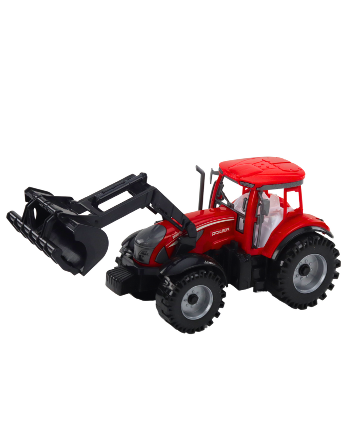 Zestaw Traktor Z Ładowaczem i Prasą Rolniczą Czerwony