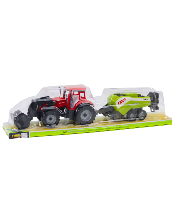 Zestaw Traktor Z Ładowaczem i Prasą Rolniczą Czerwony