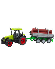 Traktor Rolniczy Farmerski Z Przyczepą Do Drewna Kłody Zielony 47cm