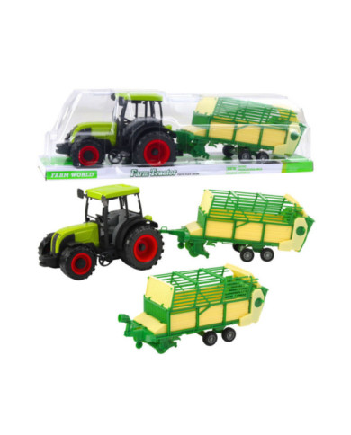 Traktor Rolniczy Farmerski Z Zielono-Żółtą Przyczepą Zielony 50cm