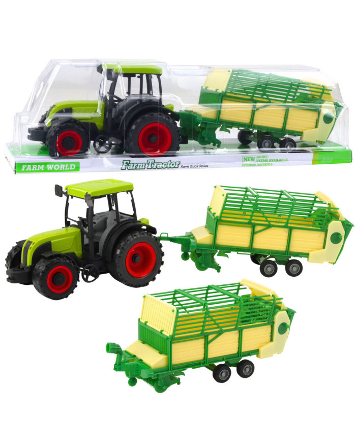 Traktor Rolniczy Farmerski Z Zielono-Żółtą Przyczepą Zielony 50cm