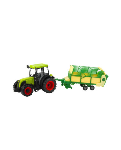 Traktor Rolniczy Farmerski Z Zielono-Żółtą Przyczepą Zielony 50cm