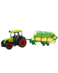 Traktor Rolniczy Farmerski Z Zielono-Żółtą Przyczepą Zielony 50cm