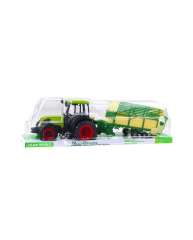 Traktor Rolniczy Farmerski Z Zielono-Żółtą Przyczepą Zielony 50cm