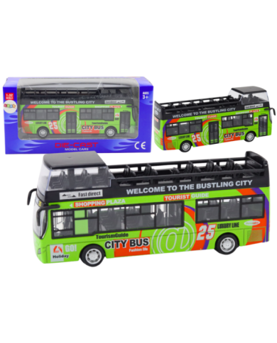 Autobus Piętrowy Turystyczny 1:32 Otwierane Drzwi Zielony