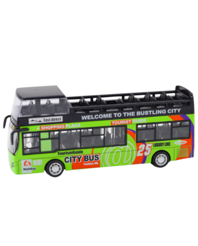 Autobus Piętrowy Turystyczny 1:32 Otwierane Drzwi Zielony