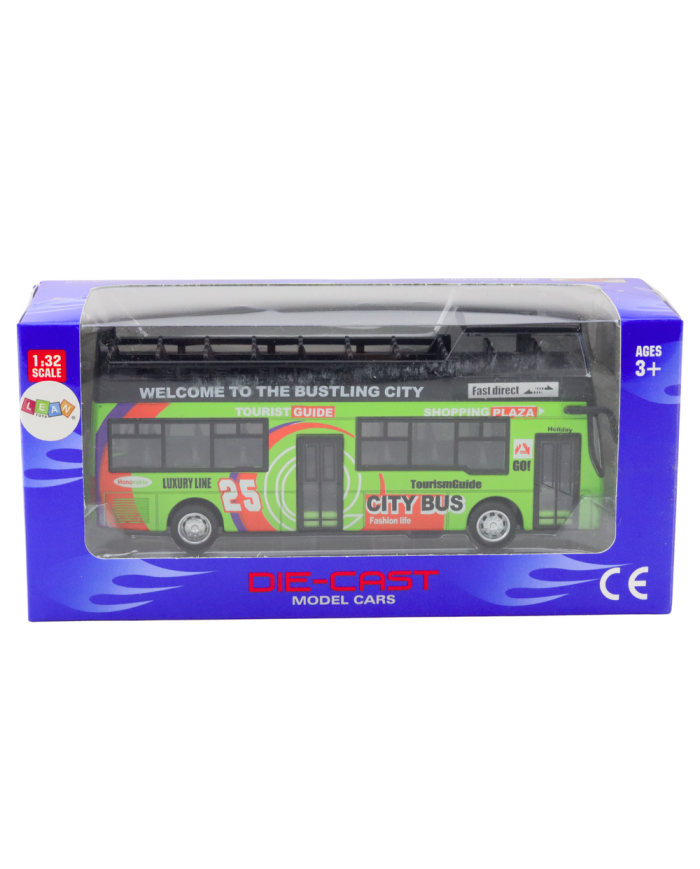 Autobus Piętrowy Turystyczny 1:32 Otwierane Drzwi Zielony