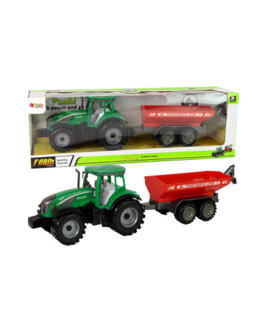 Zielony Traktor z Czerwoną Przyczepką Napęd Frykcyjny