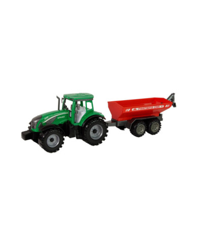 Zielony Traktor z Czerwoną Przyczepką Napęd Frykcyjny