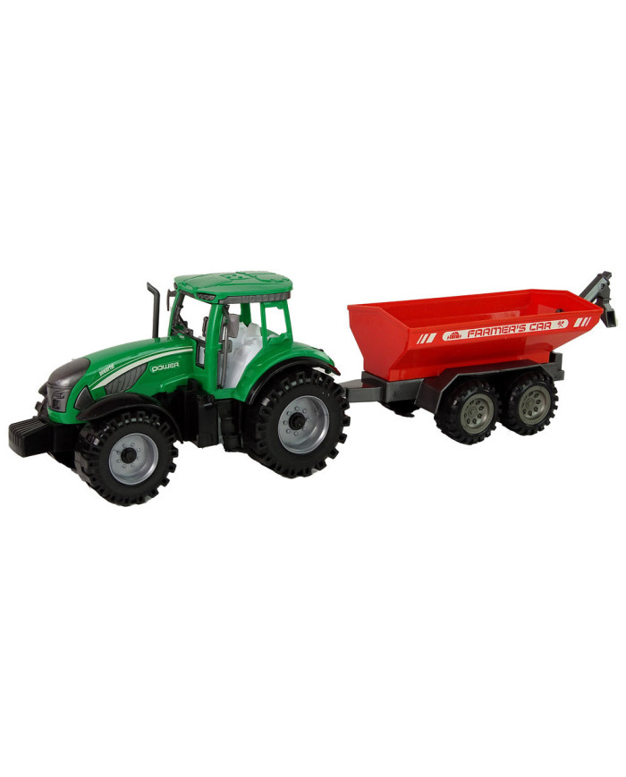 Zielony Traktor z Czerwoną Przyczepką Napęd Frykcyjny