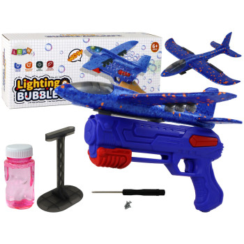Samolot Bańki Mydlane Wyrzutnia Pistolet Niebieski