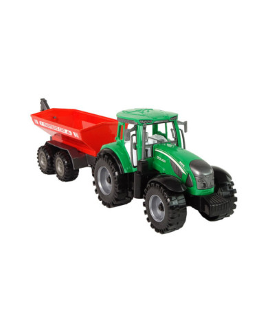 Zielony Traktor z Czerwoną Przyczepką Napęd Frykcyjny