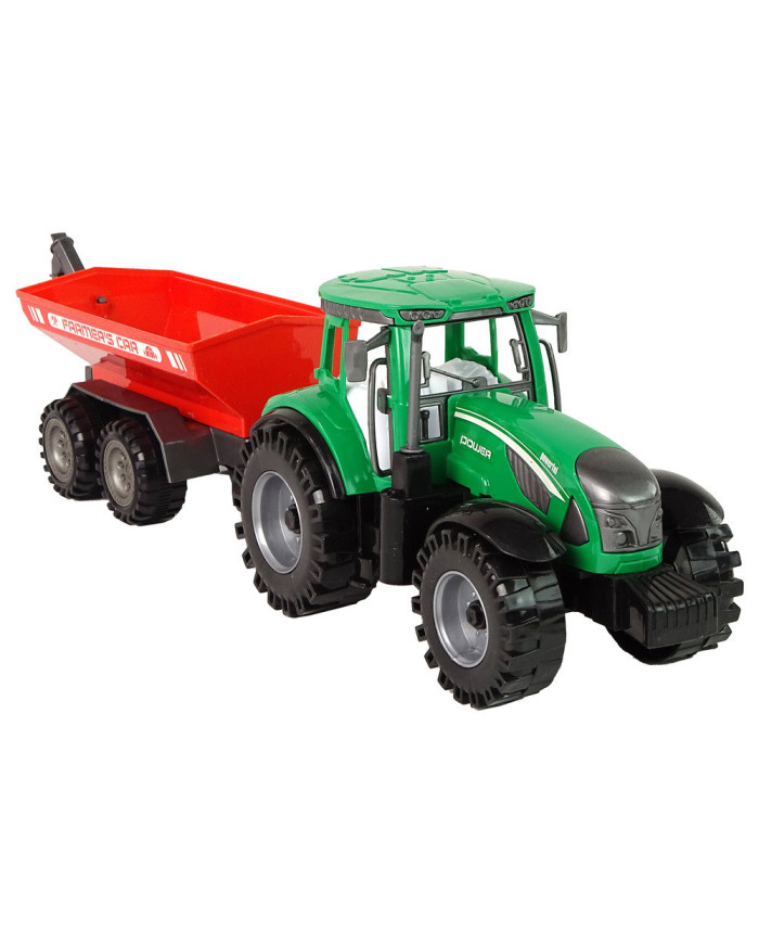 Zielony Traktor z Czerwoną Przyczepką Napęd Frykcyjny