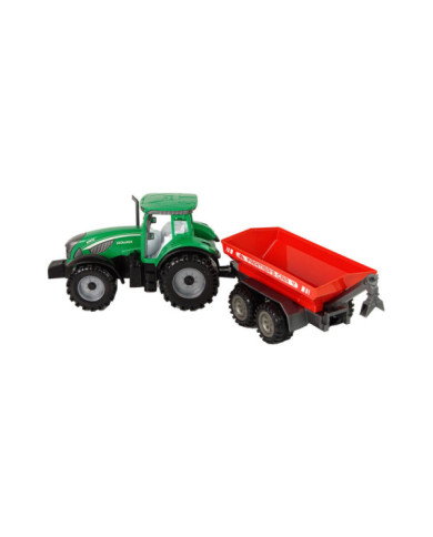 Zielony Traktor z Czerwoną Przyczepką Napęd Frykcyjny