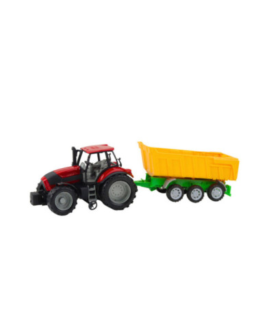Traktor Rolniczy Farmerski Z Żółtą Przyczepą Czerwony 46cm