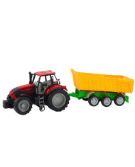 Traktor Rolniczy Farmerski Z Żółtą Przyczepą Czerwony 46cm
