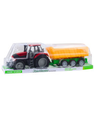 Traktor Rolniczy Farmerski Z Żółtą Przyczepą Czerwony 46cm
