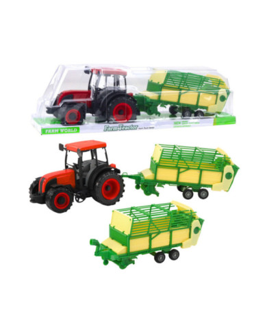 Traktor Rolniczy Farmerski Z Zielono-Żółtą Przyczepą Czerwony 50cm
