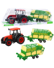 Traktor Rolniczy Farmerski Z Zielono-Żółtą Przyczepą Czerwony 50cm