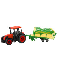 Traktor Rolniczy Farmerski Z Zielono-Żółtą Przyczepą Czerwony 50cm