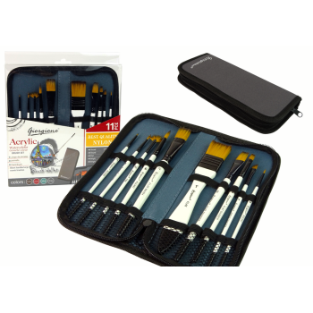 Zestaw Artysty W Piórniku Pędzle Akrylowe 10 Sztuk