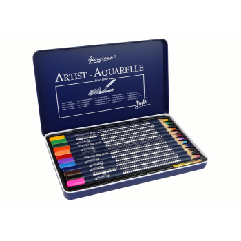 Zestaw 12 Kredek Akwarelowych Metalowy Pojemnik