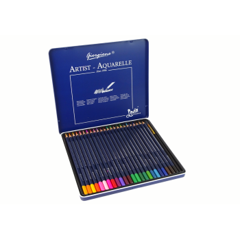 Zestaw 24 Kredek Akwarelowych Metalowy Pojemnik