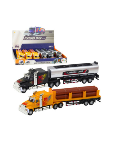Ciężarówka Cysterna Transport Drewna Napęd Pull-Back Światła Dźwięki 1:36