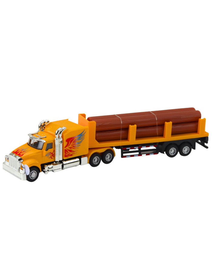 Ciężarówka Cysterna Transport Drewna Napęd Pull-Back Światła Dźwięki 1:36