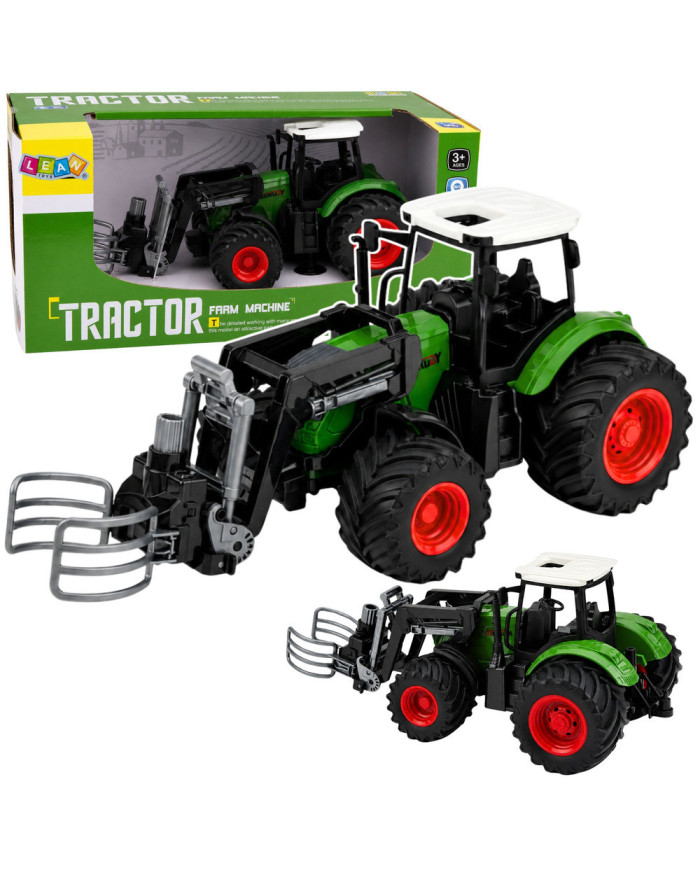 Traktor Rolniczy Farmerski z Chwytakiem Do Bel Gumowe Koła Zielony 1:24