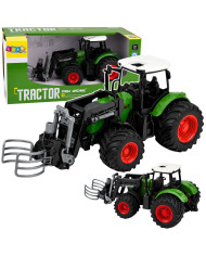 Traktor Rolniczy Farmerski z Chwytakiem Do Bel Gumowe Koła Zielony 1:24