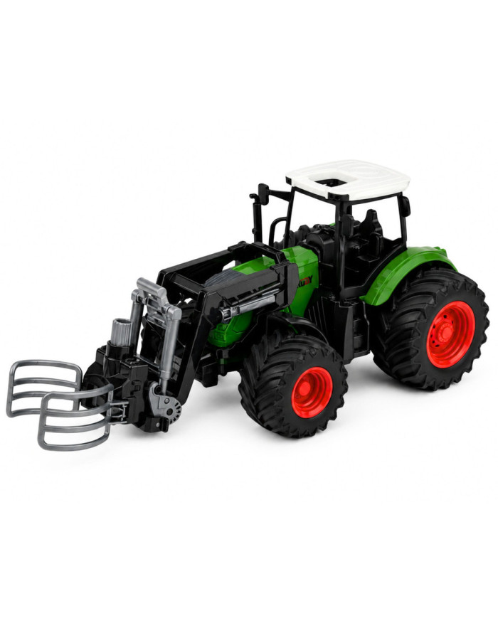 Traktor Rolniczy Farmerski z Chwytakiem Do Bel Gumowe Koła Zielony 1:24