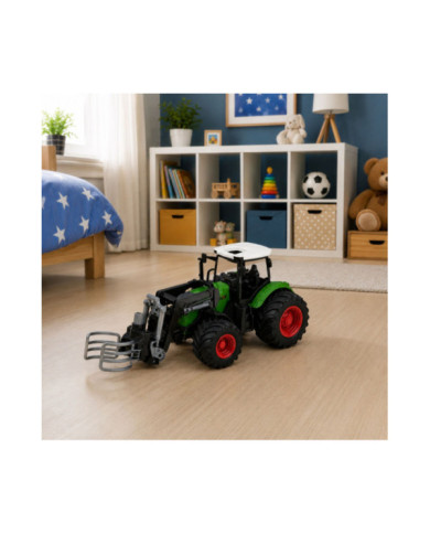 Traktor Rolniczy Farmerski z Chwytakiem Do Bel Gumowe Koła Zielony 1:24