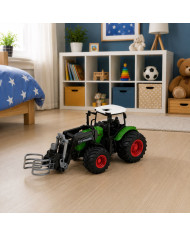 Traktor Rolniczy Farmerski z Chwytakiem Do Bel Gumowe Koła Zielony 1:24
