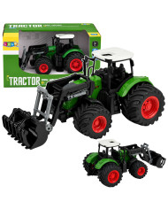 Traktor Rolniczy Farmerski Z Ładowaczem Czołowym Gumowe Koła Zielony 1:24