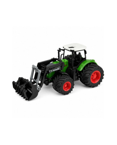 Traktor Rolniczy Farmerski Z Ładowaczem Czołowym Gumowe Koła Zielony 1:24