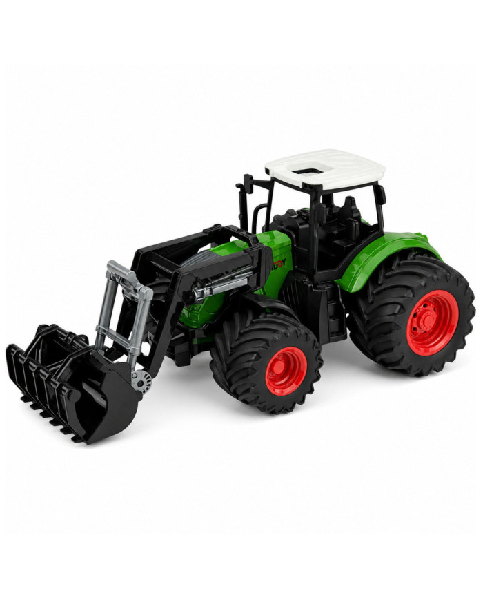 Traktor Rolniczy Farmerski Z Ładowaczem Czołowym Gumowe Koła Zielony 1:24