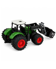 Traktor Rolniczy Farmerski Z Ładowaczem Czołowym Gumowe Koła Zielony 1:24